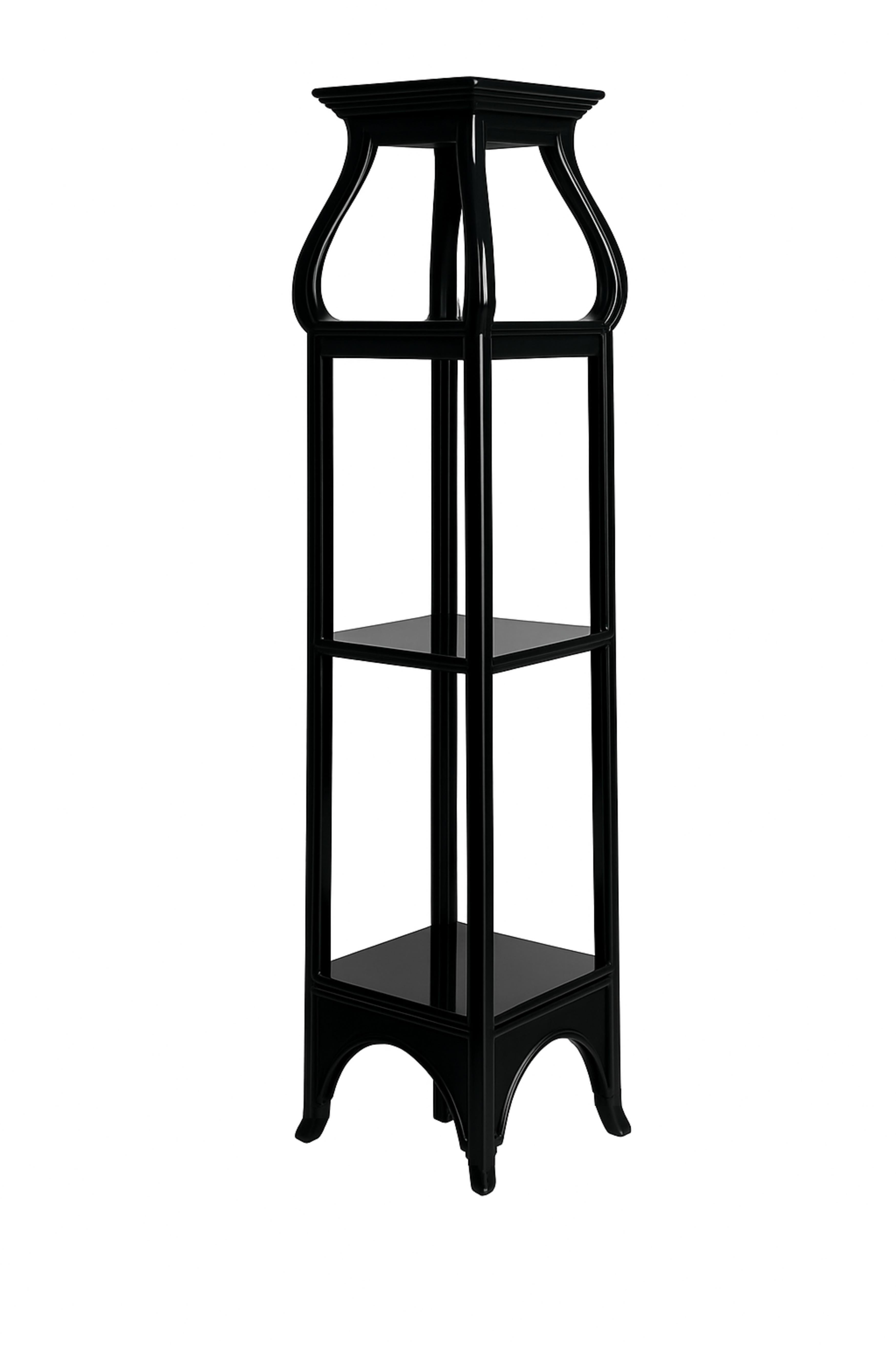 Pedestal de columna francés Art Nouveau de castaño lacado en negro, Siglo XX en venta 1