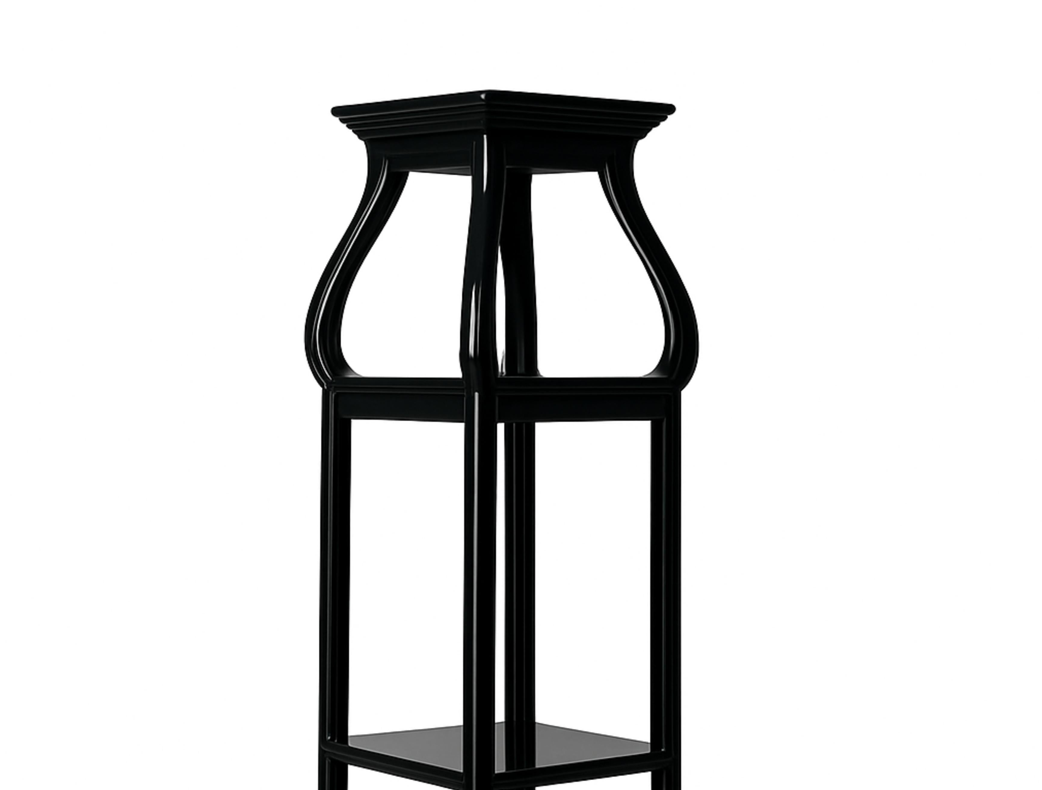 Pedestal de columna francés Art Nouveau de castaño lacado en negro, Siglo XX en venta 2