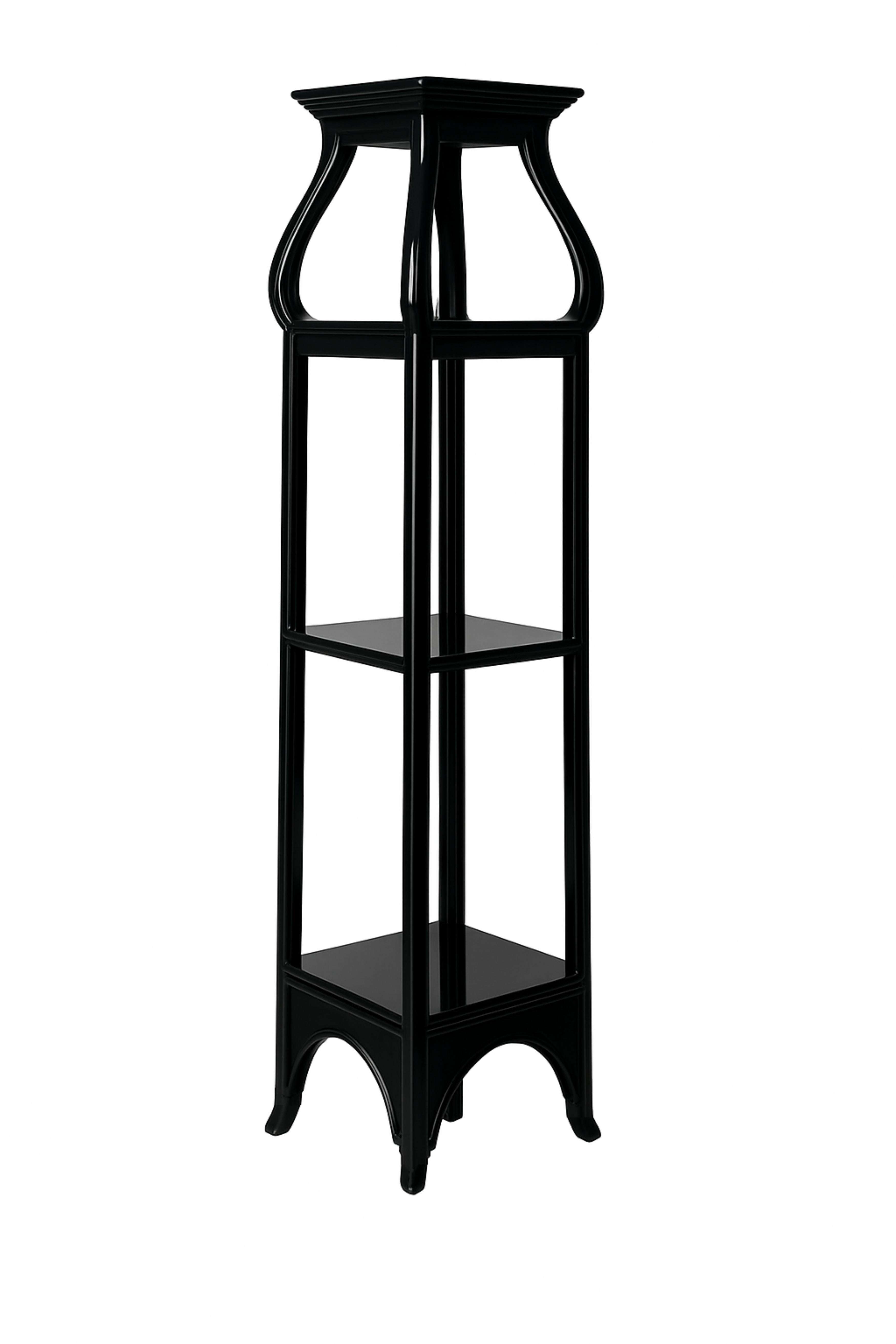 Pedestal de columna francés Art Nouveau de castaño lacado en negro, Siglo XX en venta 3