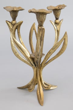 Art Nouveau French Brass Floral Candelabra, circa 1900