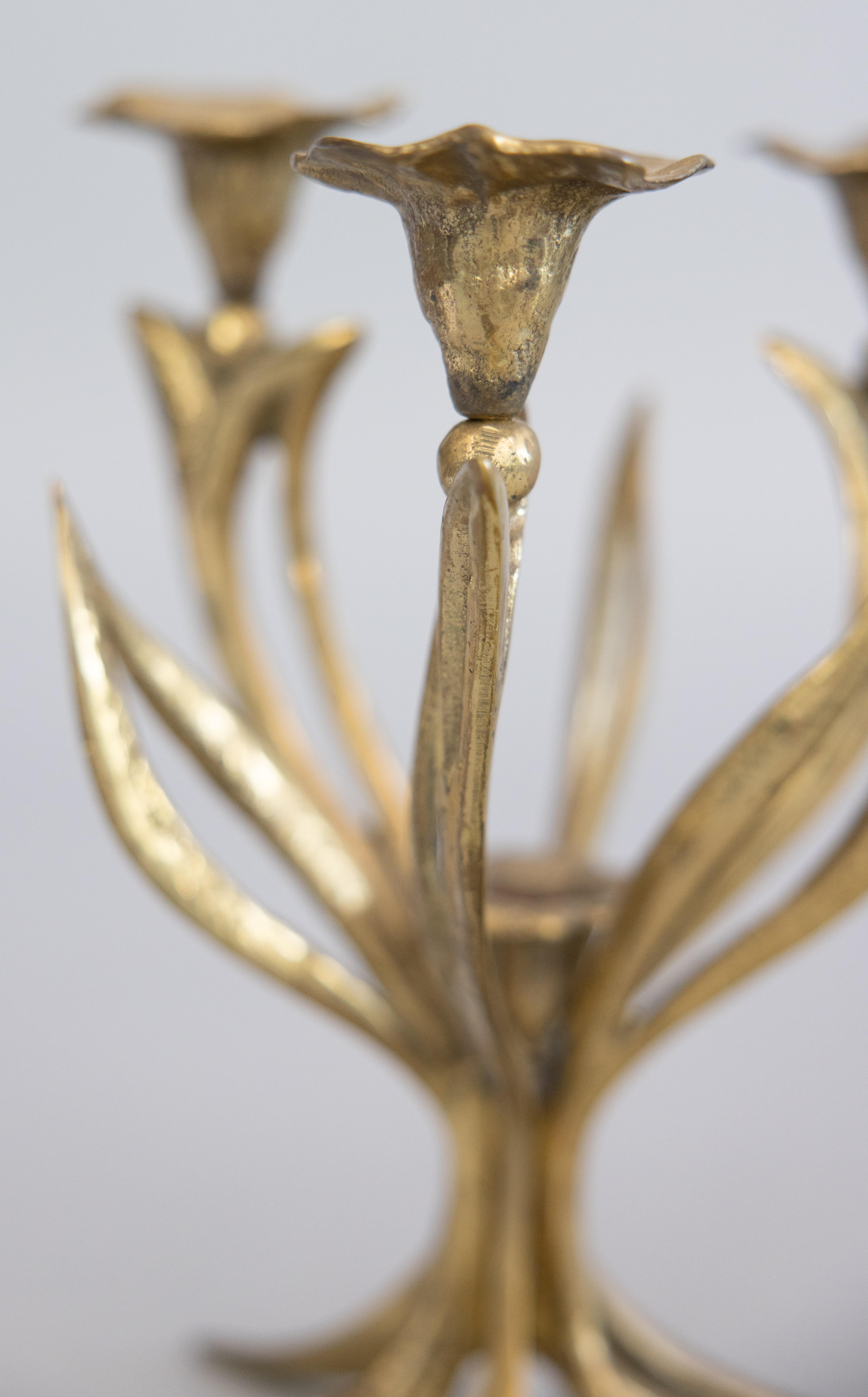 Early 20th Century Art Nouveau French Brass Floral Candelabra, circa 1900
