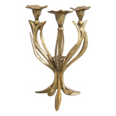 solid brass candelabra Art Nouveau French Brass Floral Candelabra, circa 1900