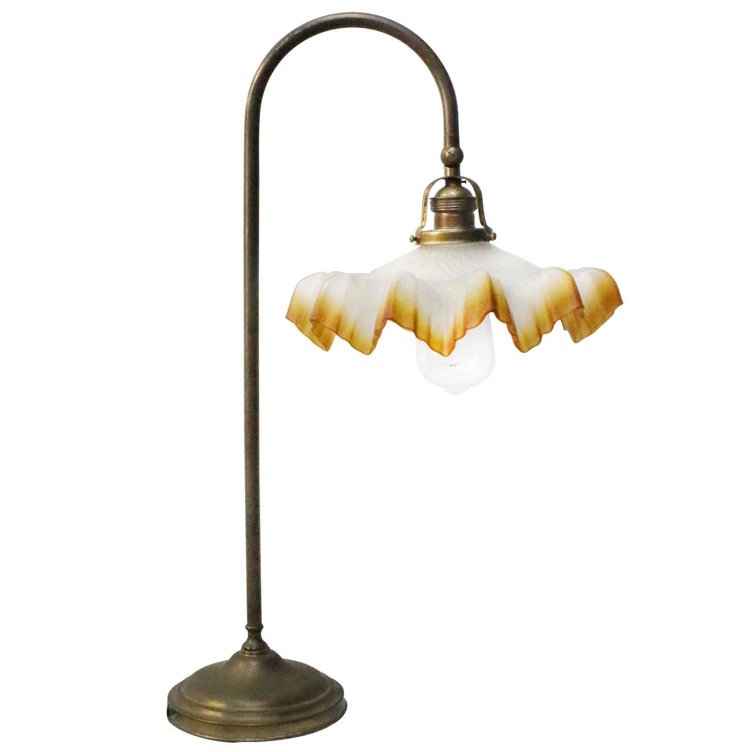 Art Nouveau Französisch Messing & Glas Tisch Desk Light im Angebot 5