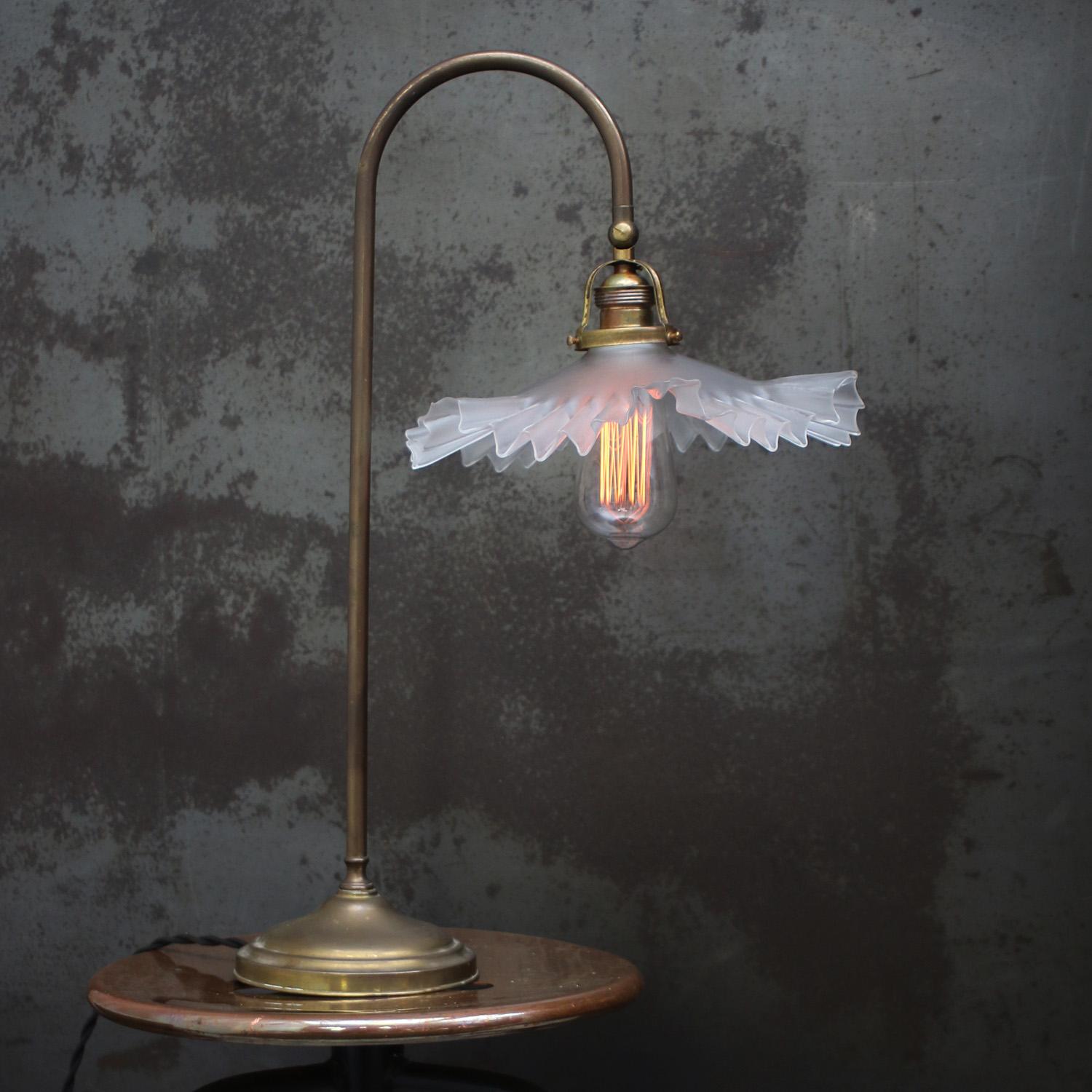 Art Nouveau French Brass and Glass Table Desk Light For Sale at 1stDibs