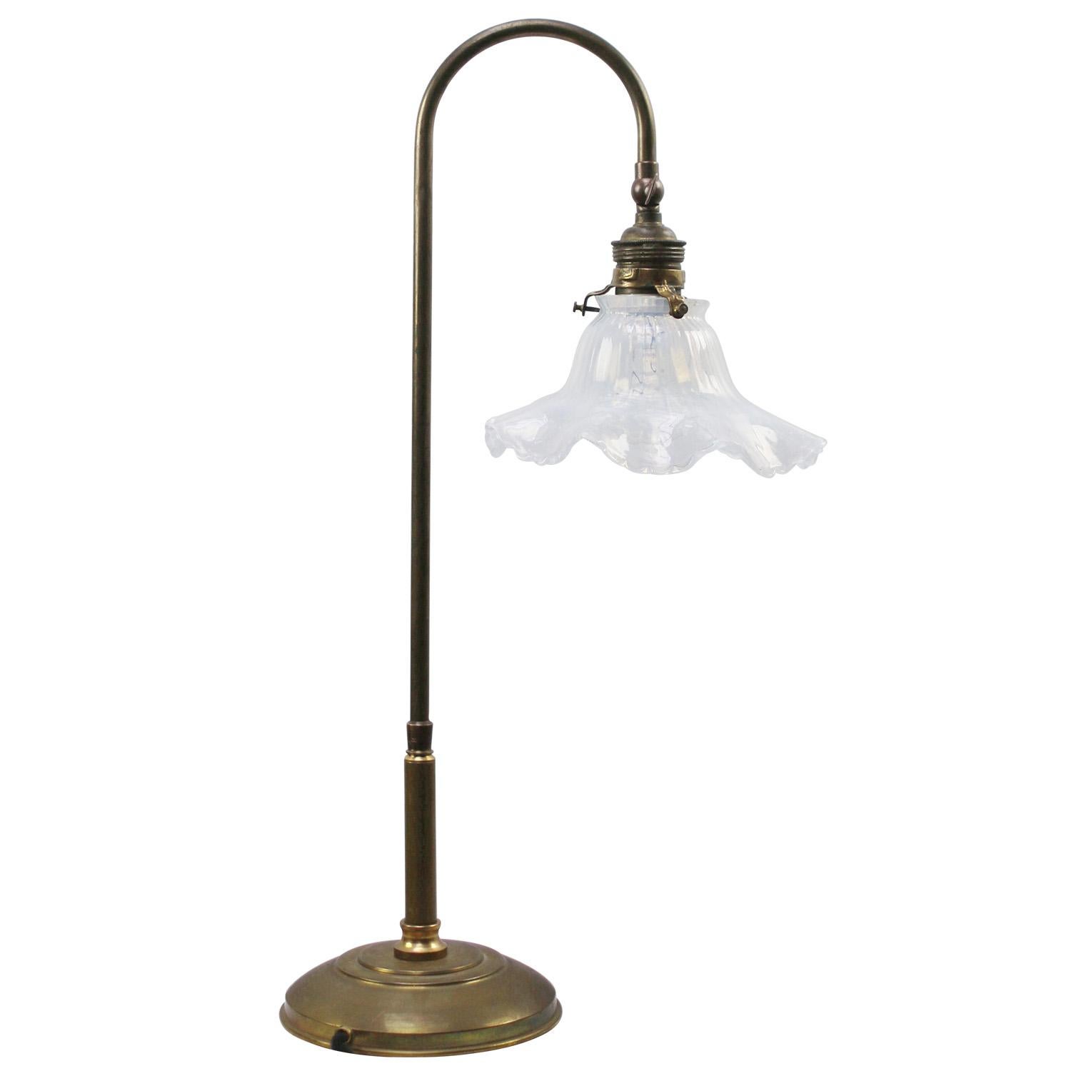 Art Nouveau French Brass & Glass Table Desk Light For Sale 1