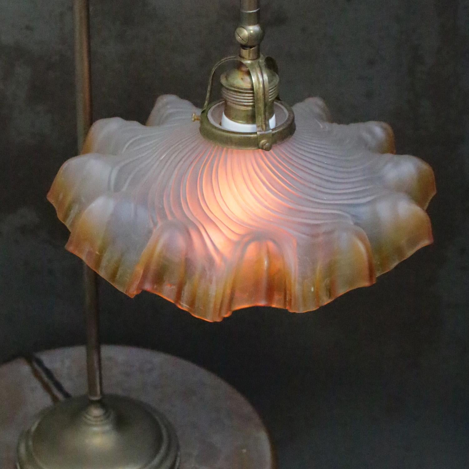 Art Nouveau Französisch Messing & Glas Tisch Desk Light im Angebot 2