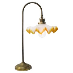 Art Nouveau French Brass & Glass Table Desk Light