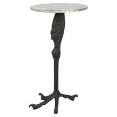 Art Nouveau French Bronze and Marble Circular Ostrich Leg-Shaped Side Table