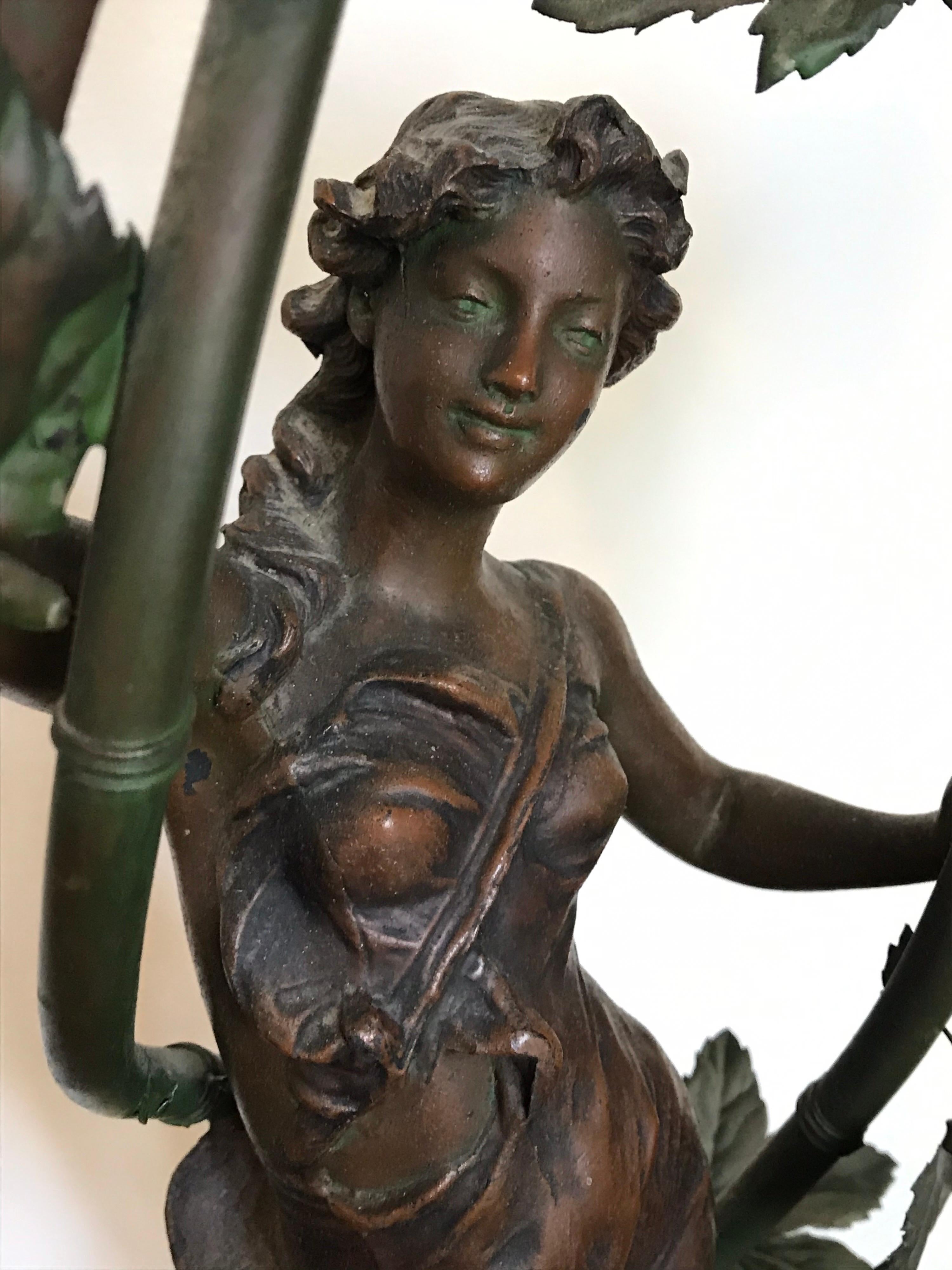 art nouveau bronze lamp