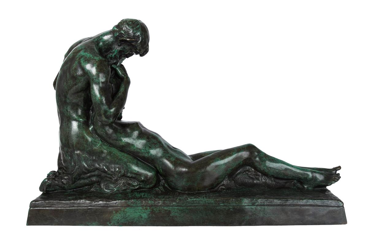 Art Nouveau French Bronze Sculpture of Satyr 