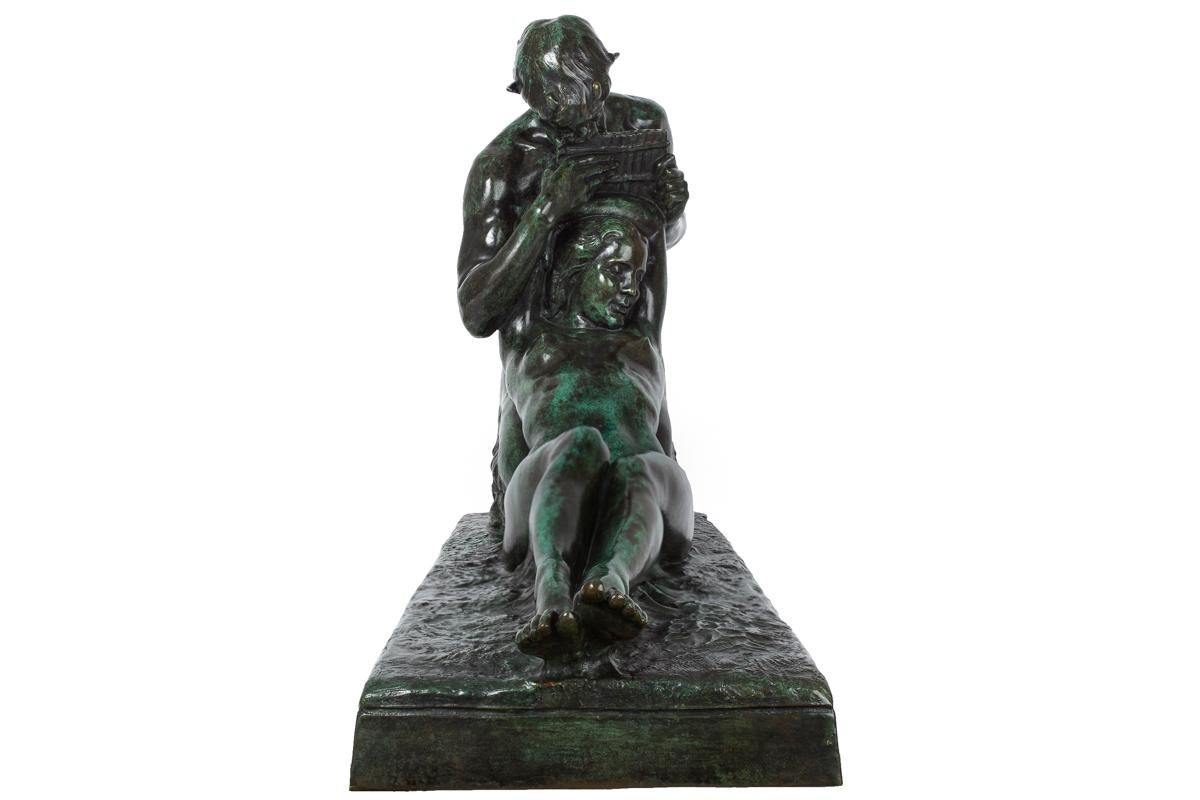 20th Century Art Nouveau French Bronze Sculpture of Satyr 