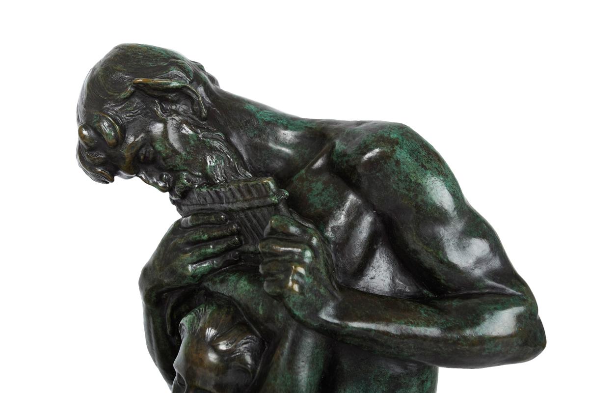 Art Nouveau French Bronze Sculpture of Satyr 