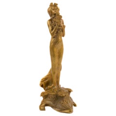Französische Jugendstil-Bronze-Skulptur „Printemps“ von Charles Korschann
