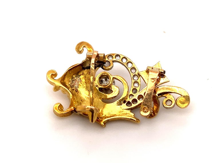 Art Nouveau French c.1920 Griffin 18K Gold Diamond Brooch For Sale at ...