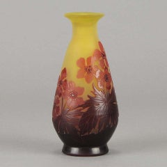 Art Nouveau French Cameo Acid Etched Glass 'Mallow Vase' by Emile Gallé