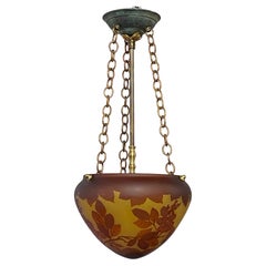 Antique Art Nouveau French Cameo Glass Pendant Light Fixture