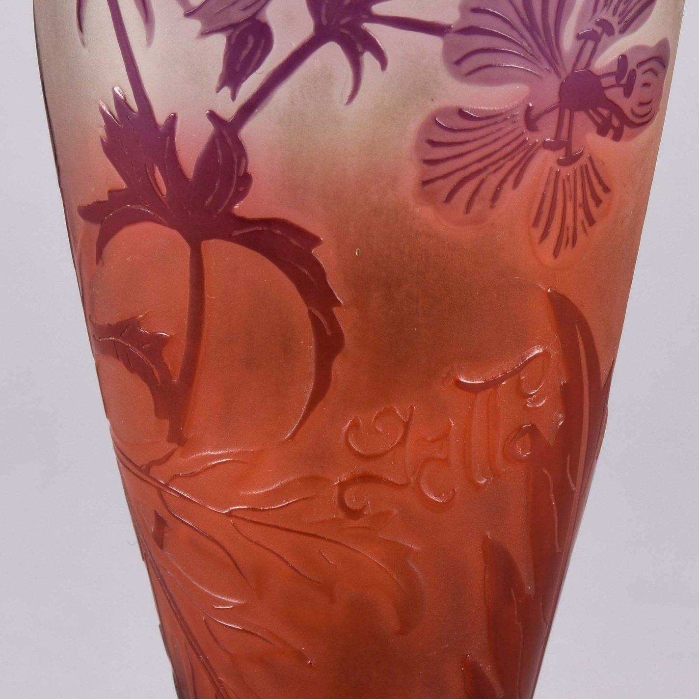 Art Nouveau French Cameo Glass Vase 