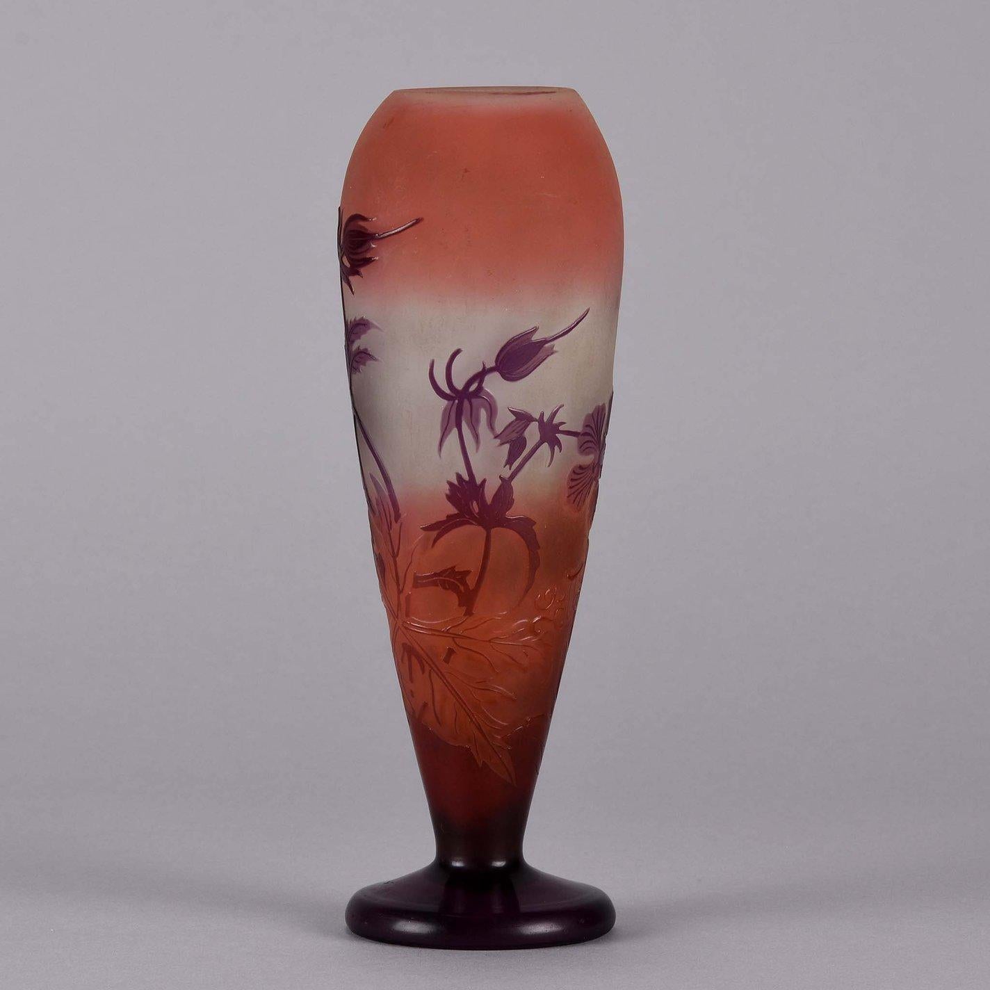 Late 19th Century Art Nouveau French Cameo Glass Vase 
