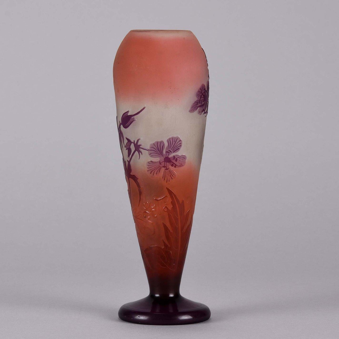 Art Nouveau French Cameo Glass Vase 