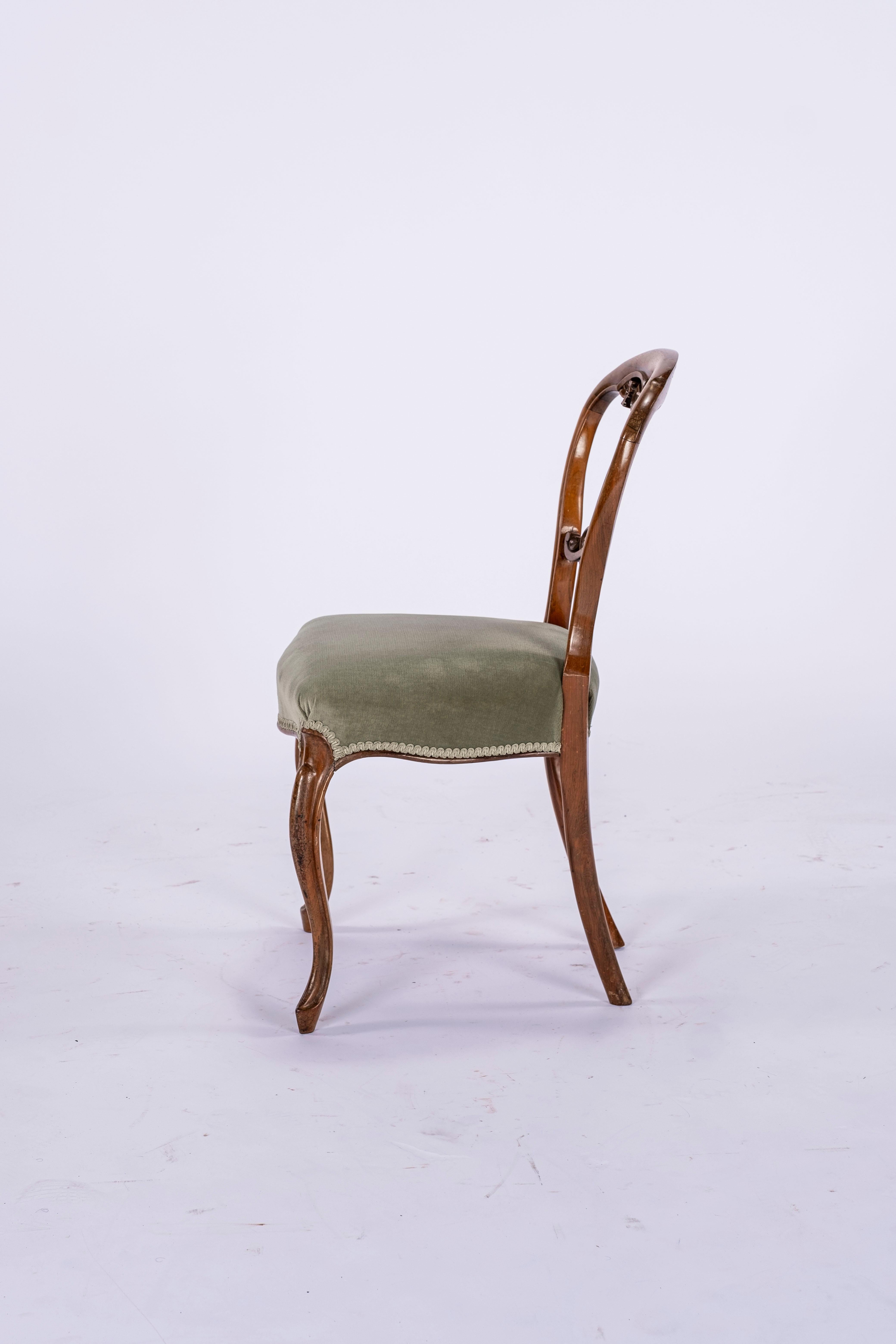 Single Art Deco French chair in fruitwood.