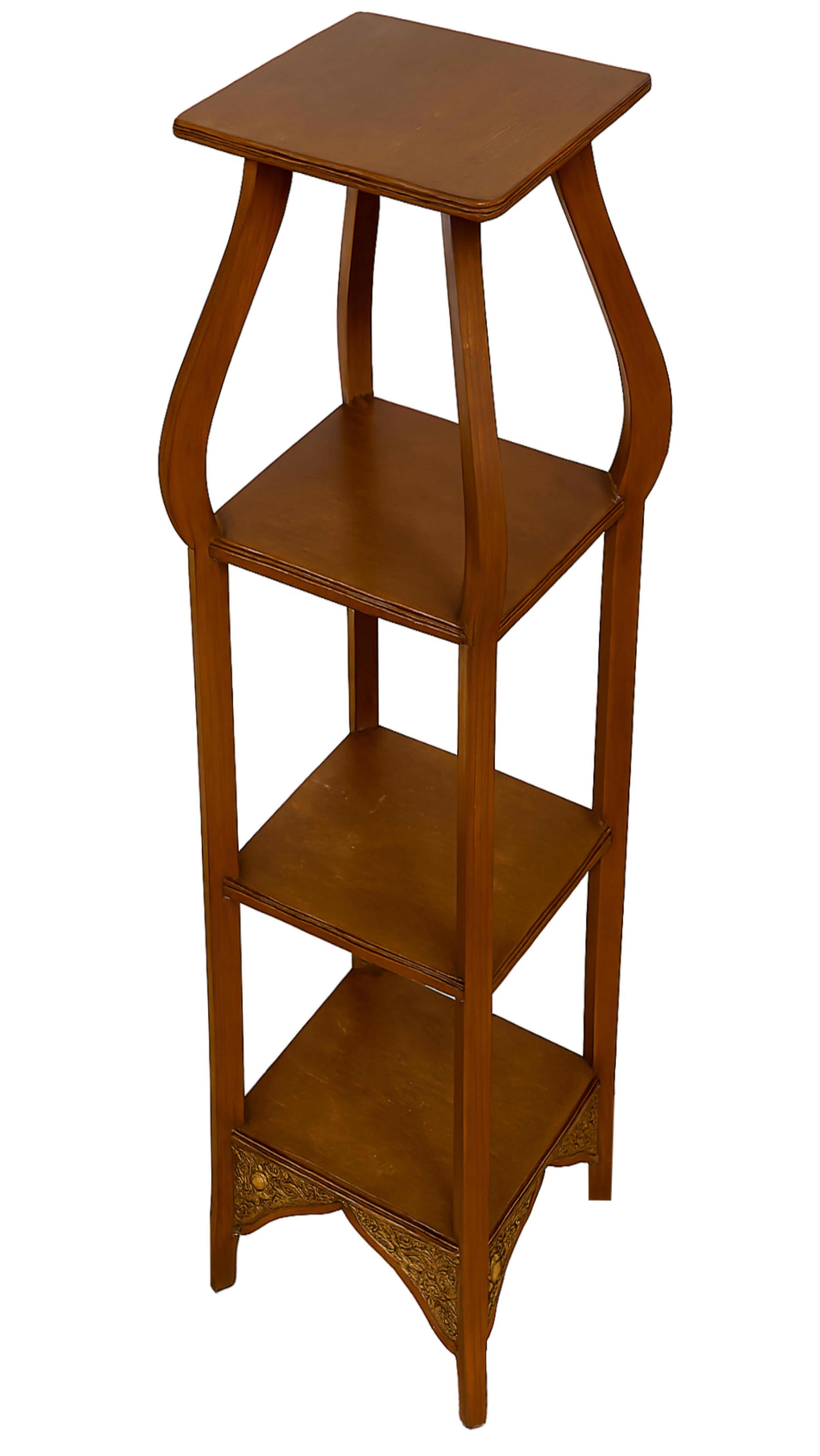 Art Nouveau French Chestnut Column Pedestal, 20th Century For Sale 7