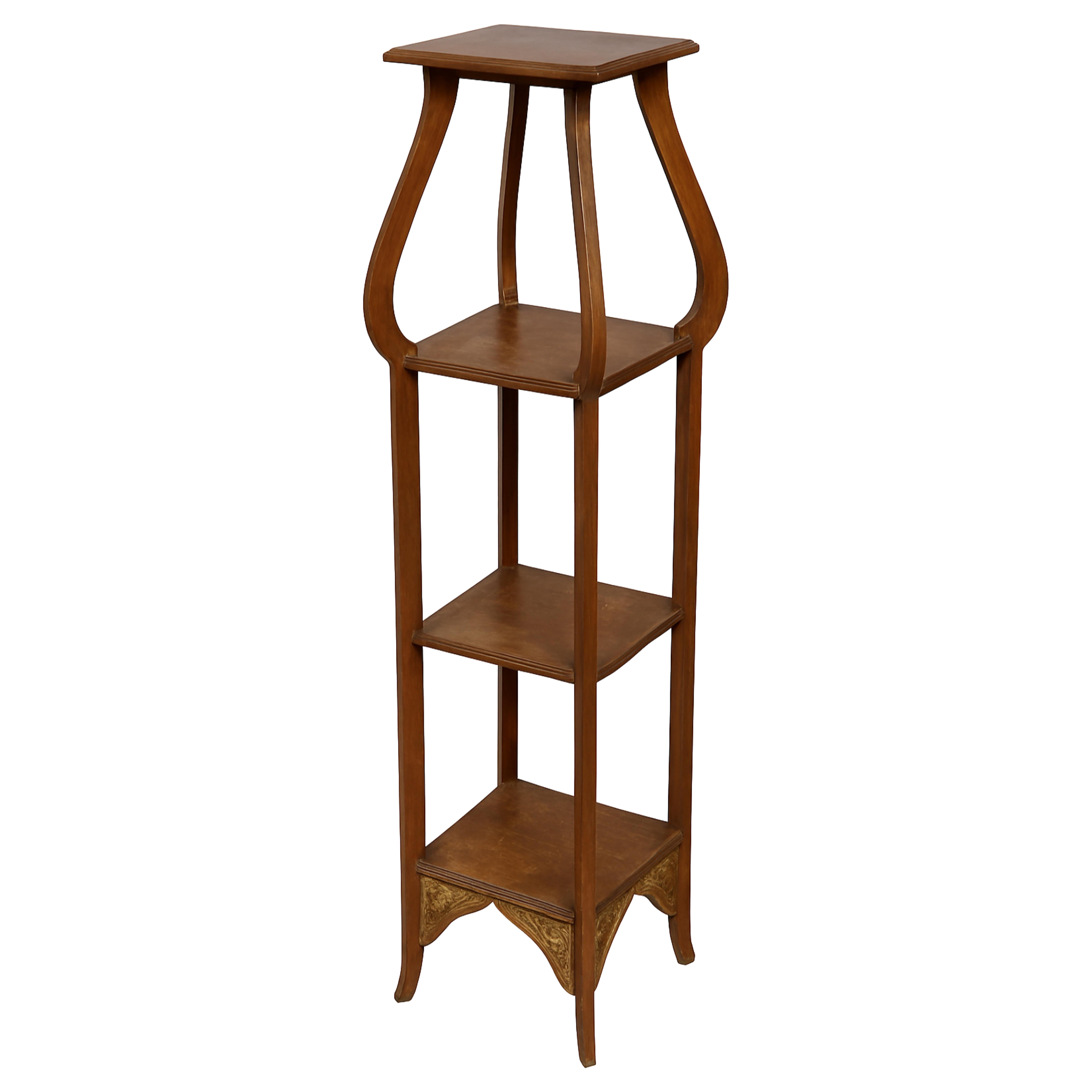 Art Nouveau French Chestnut Column Pedestal, 20th Century For Sale