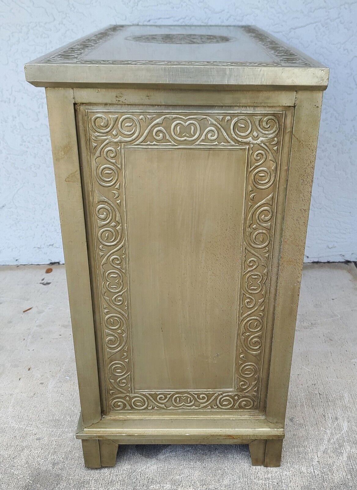 Late 20th Century Art Nouveau French Decorative Embossed Metal Wrapped Dresser Commode