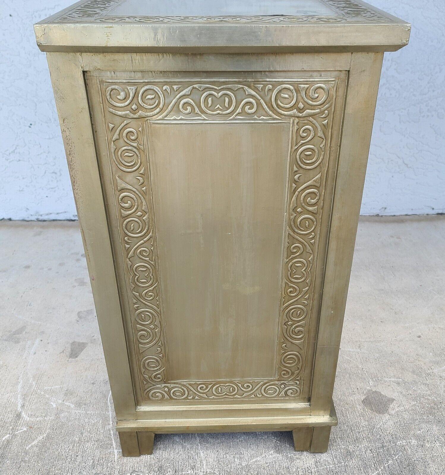 Art Nouveau French Decorative Embossed Metal Wrapped Dresser Commode 1
