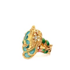 Art Nouveau French Enamel Lady Ring