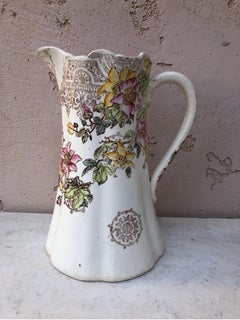 Art Nouveau French Faience Pitcher Luneville circa 1900