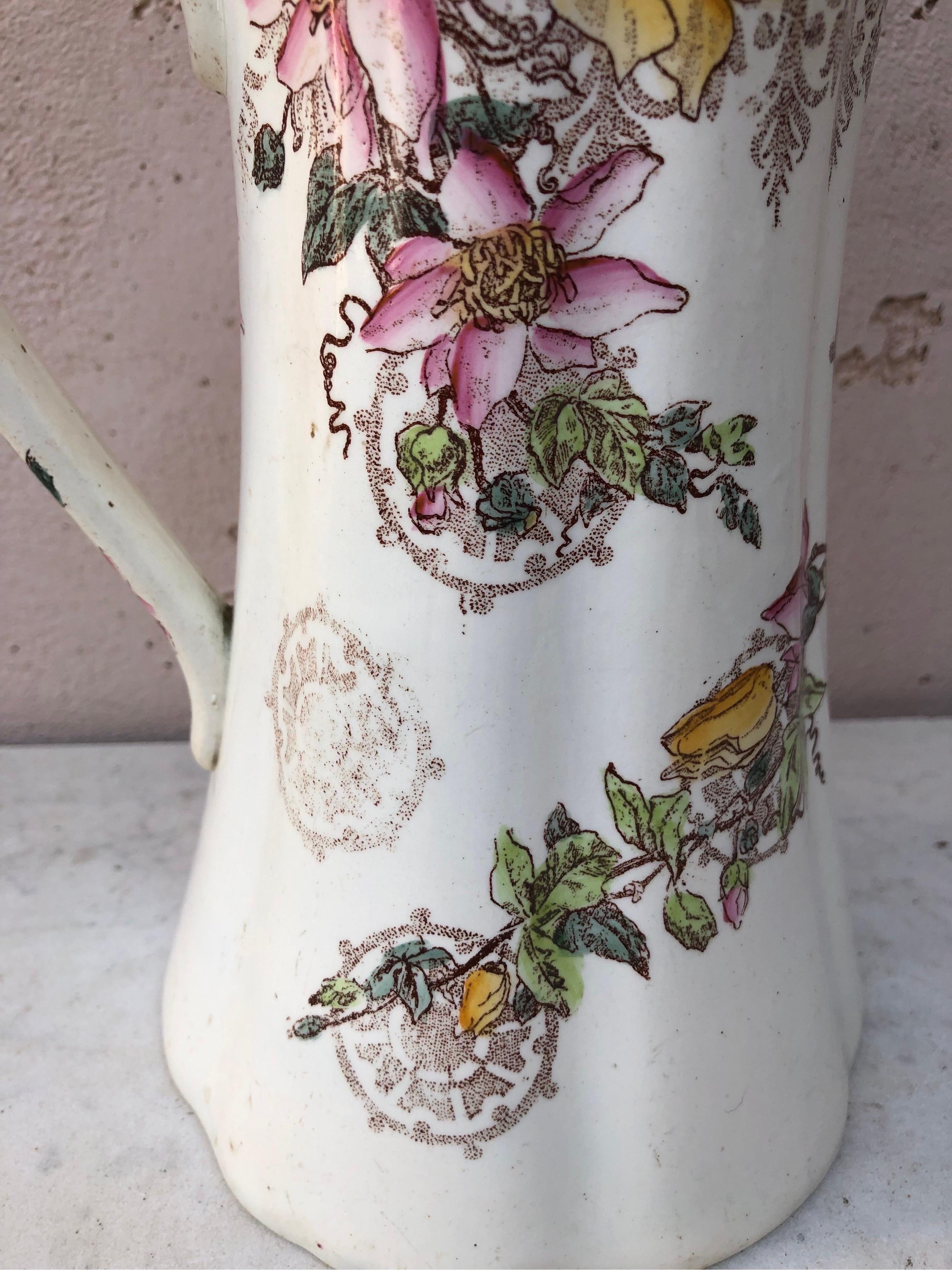 Early 20th Century Art Nouveau French Faience Pitcher Luneville circa 1900 For Sale