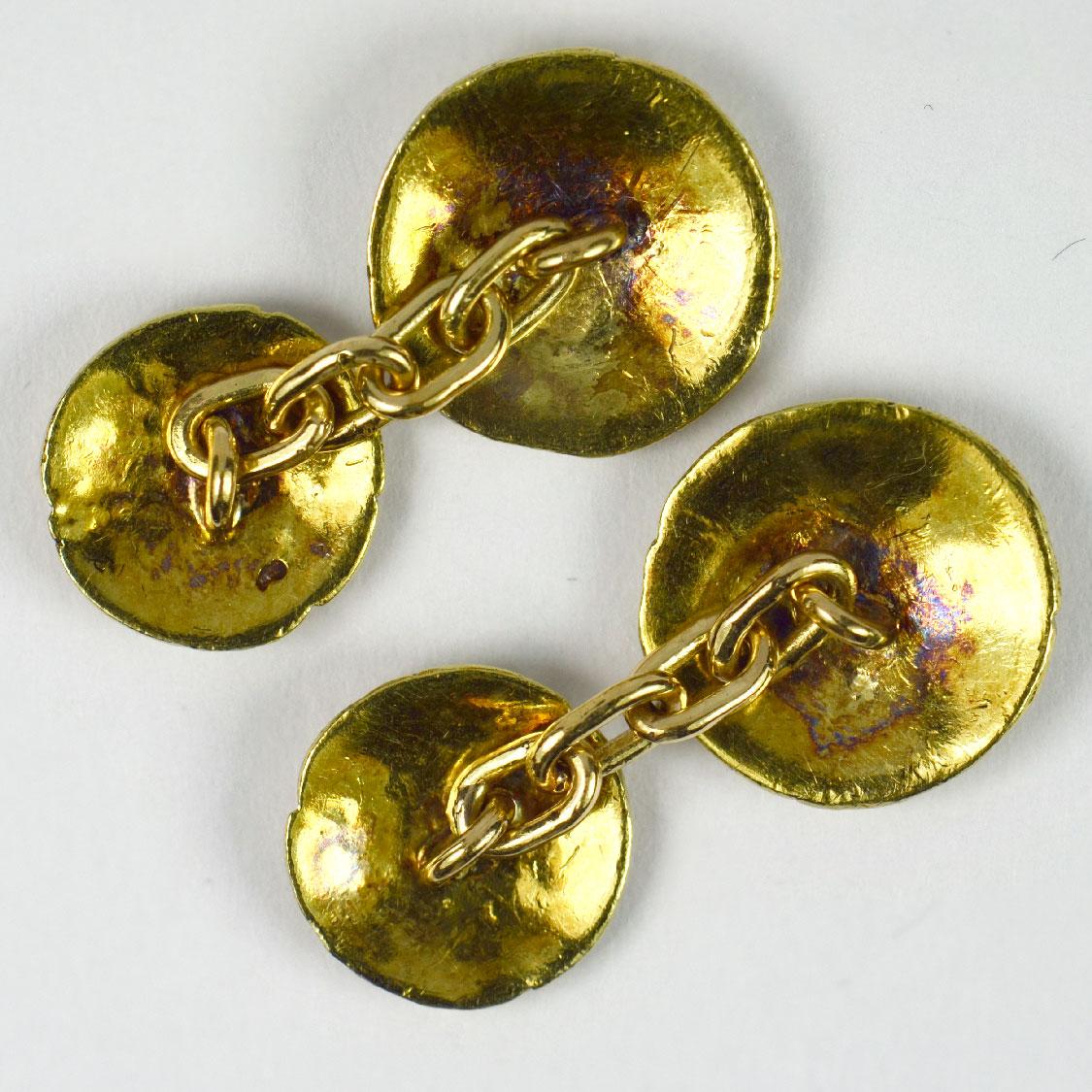 Art Nouveau French Ivy Leaves 18K Yellow Gold Cufflinks 1