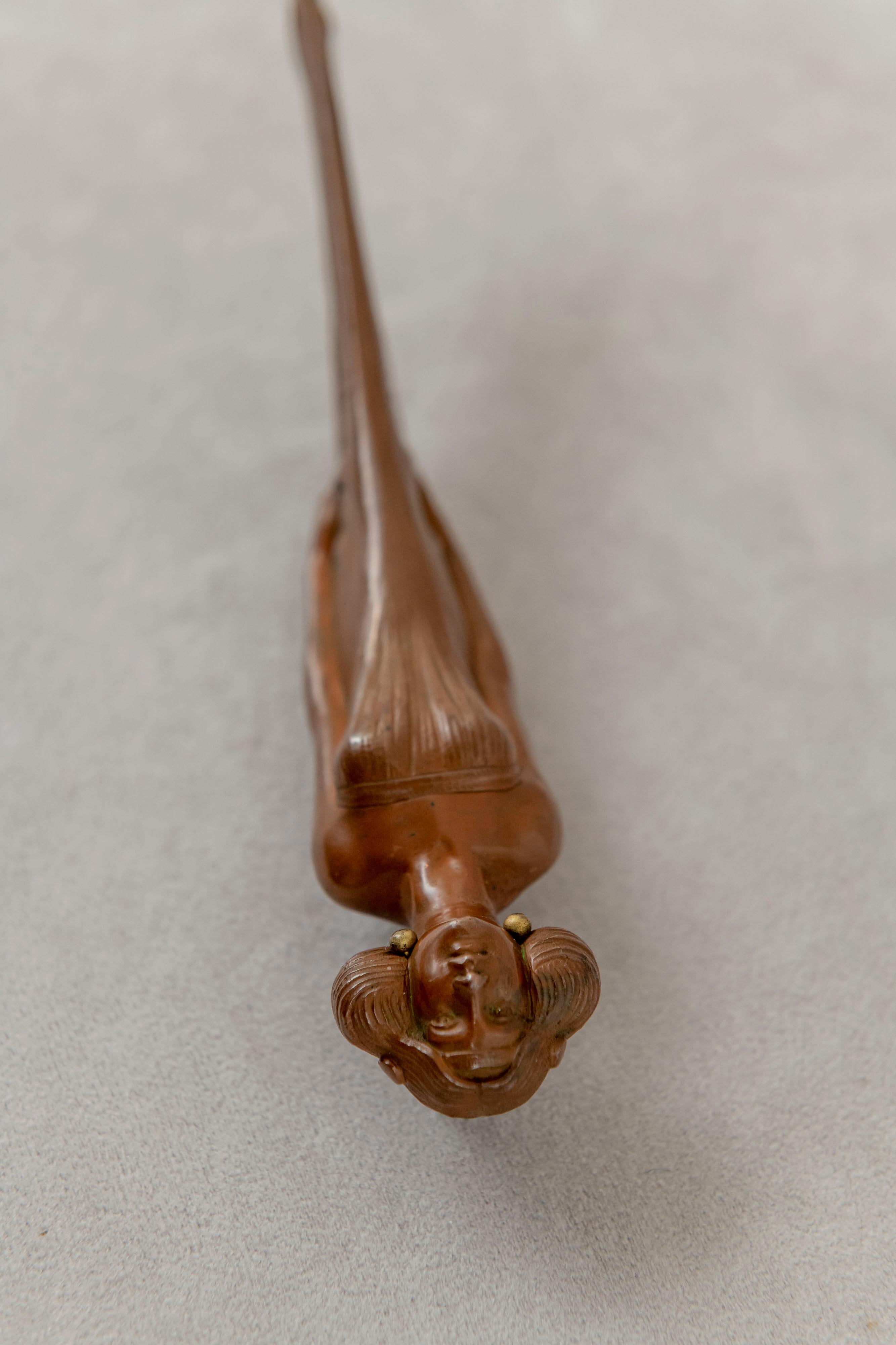 Cast Art Nouveau French Letter Opener, w/ Beautiful Girl, ca. 1900 For Sale