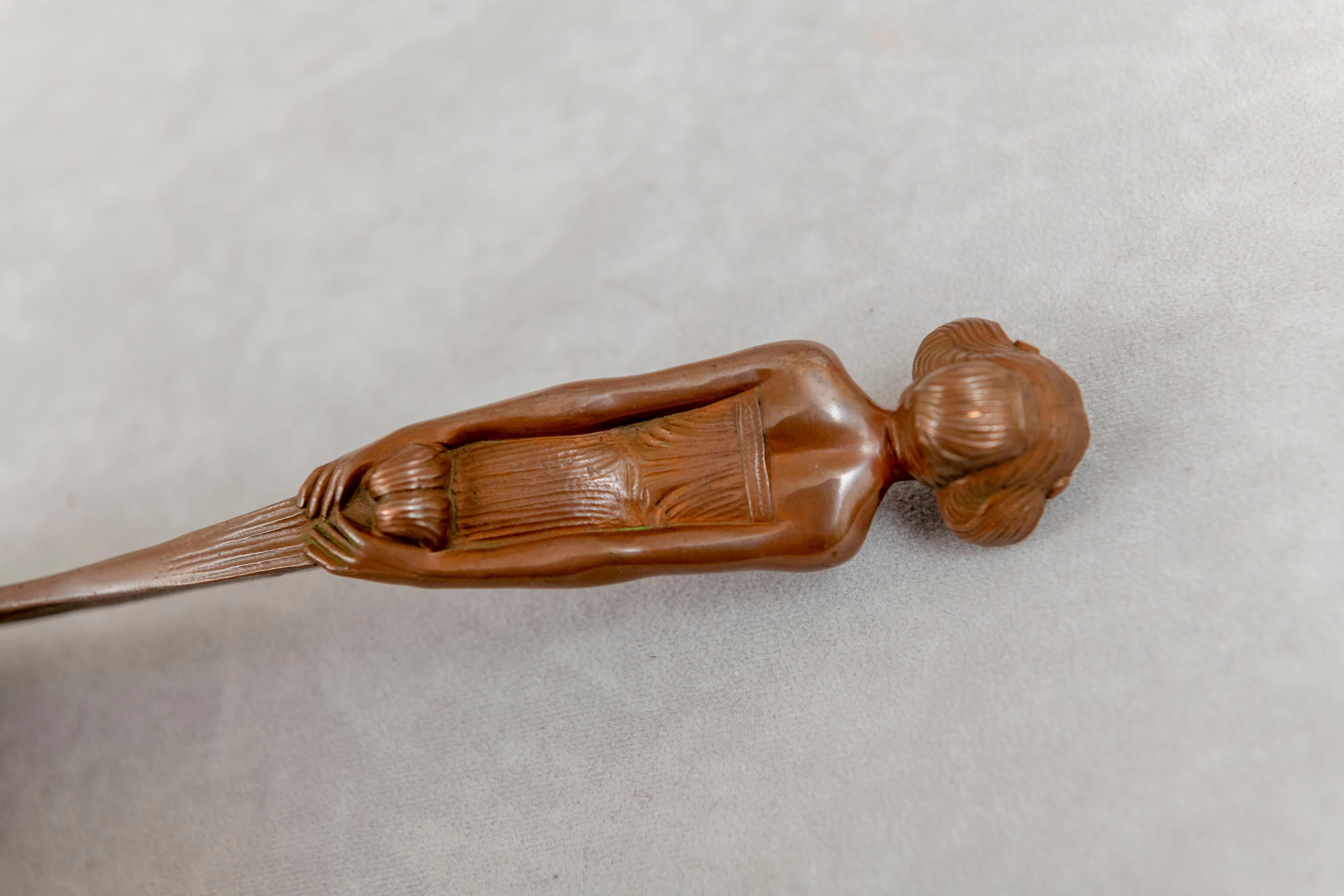 Art Nouveau French Letter Opener, w/ Beautiful Girl, ca. 1900 For Sale 2