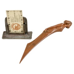 Art Nouveau French Letter Opener, w/ Beautiful Girl, ca. 1900