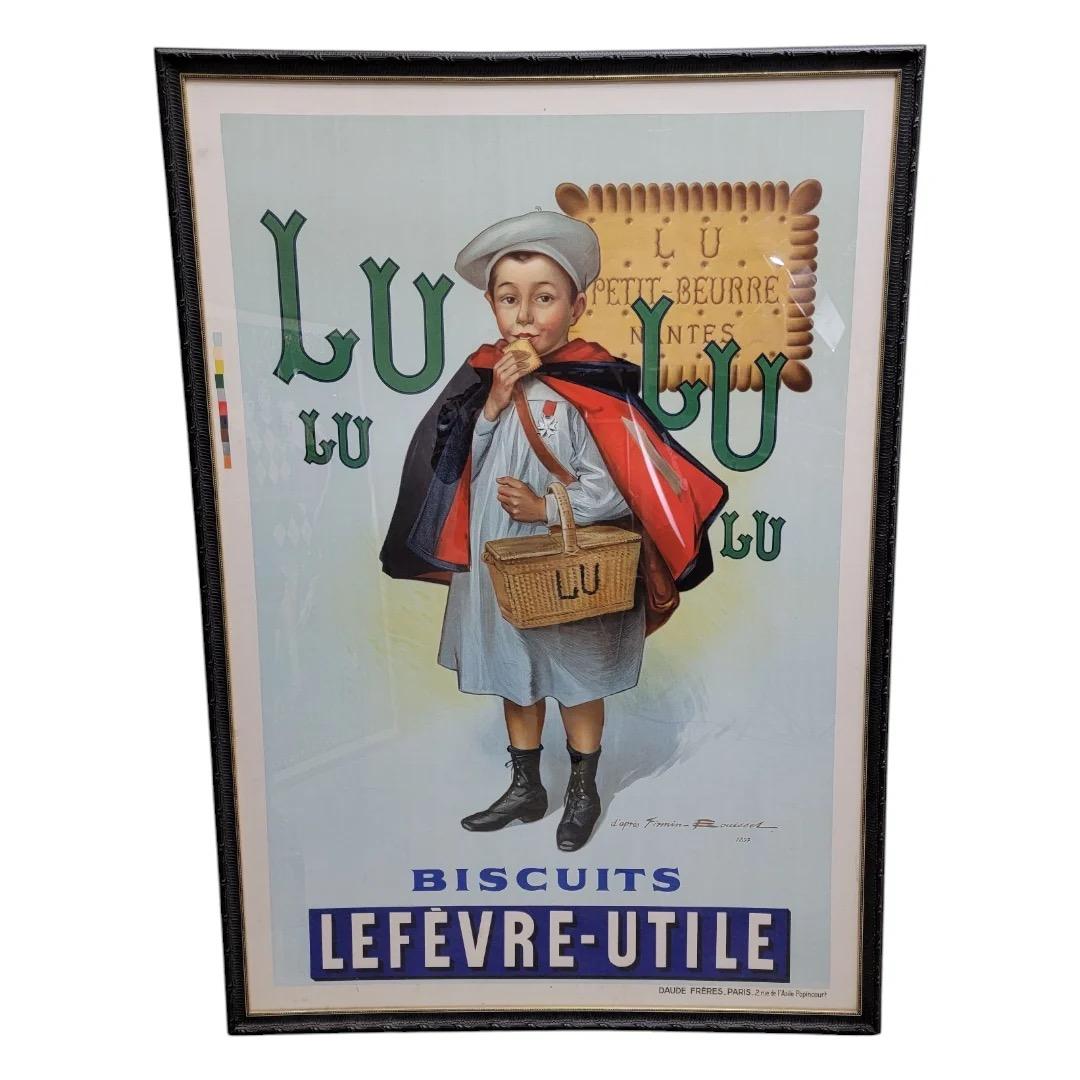 Französisches Jugendstil-Lithographieplakat im Jugendstil für „Lulu Biscuits Lefevre-Utile“ (20. Jahrhundert) im Angebot
