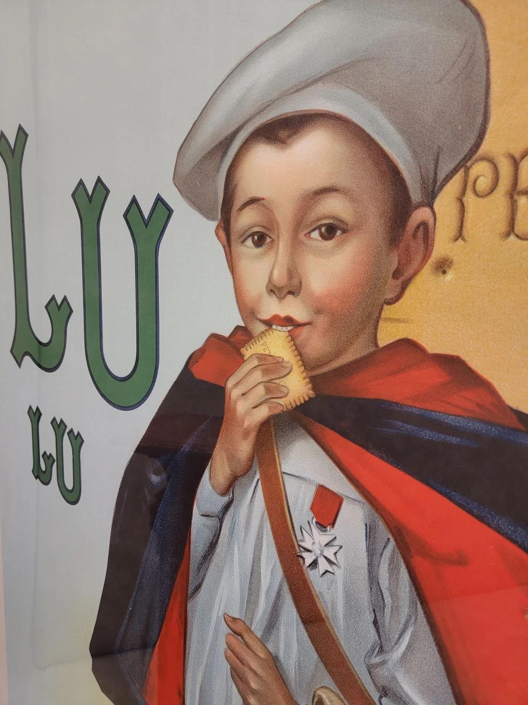 Französisches Jugendstil-Lithographieplakat im Jugendstil für „Lulu Biscuits Lefevre-Utile“ im Angebot 1