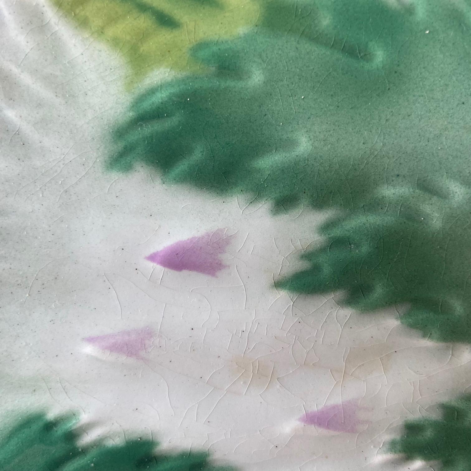 Französische Jugendstil-Majolika-Spargelteller Saint Amand, 1920er Jahre, 5er-Set (Frühes 20. Jahrhundert) im Angebot