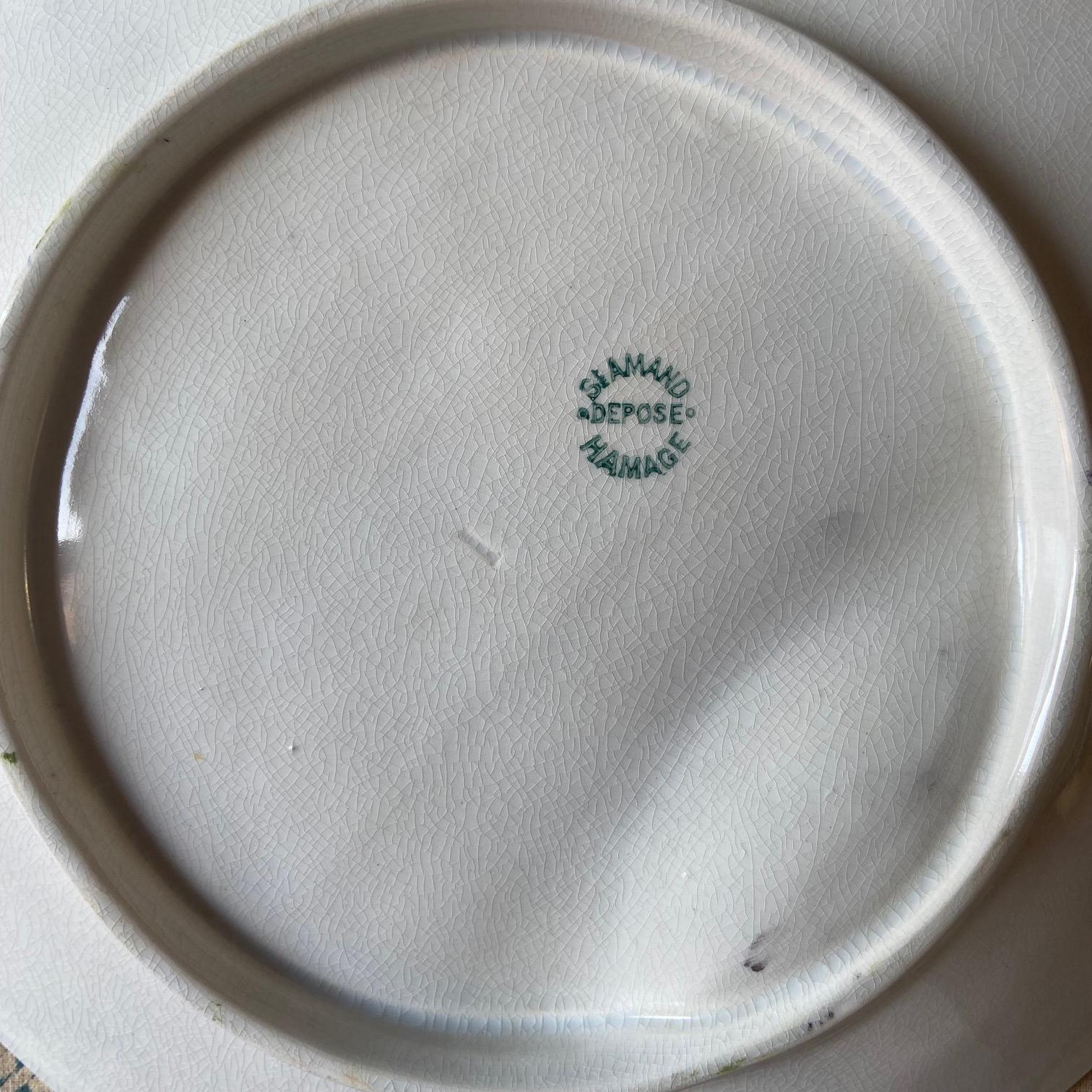 Französische Jugendstil-Majolika-Spargelteller Saint Amand, 1920er Jahre, 5er-Set im Angebot 2