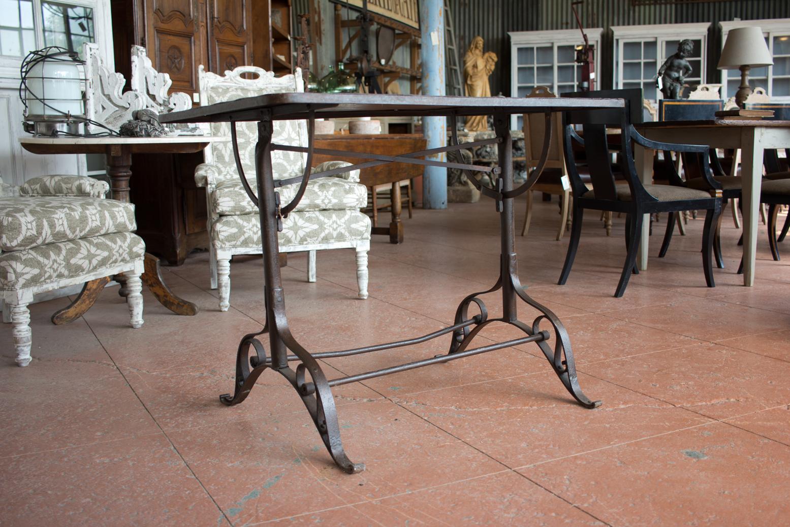 Art Nouveau French Metal Drop Sided Table In Good Condition In Calgary, Alberta
