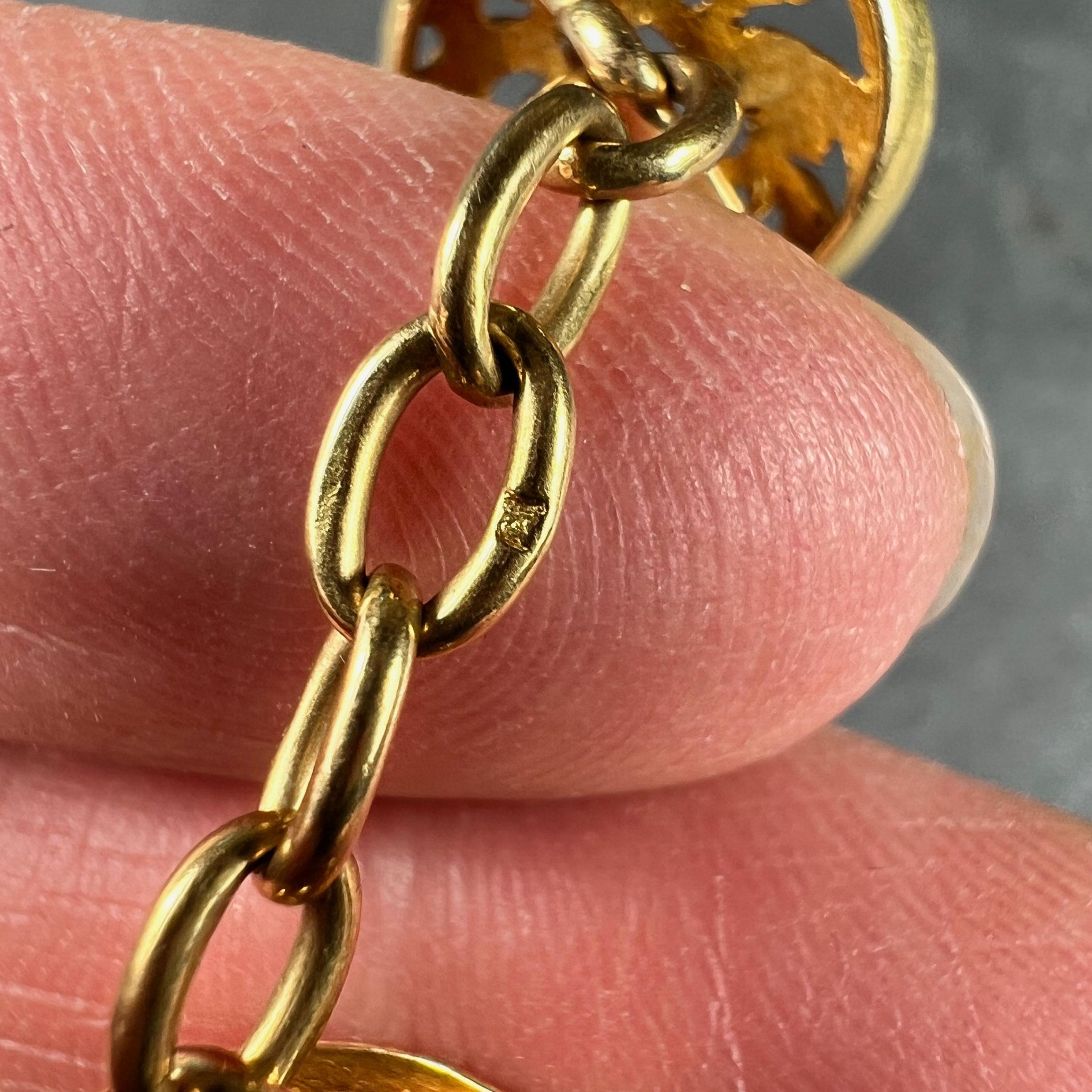 Gemelli in oro giallo 18 carati Art Nouveau francese con foglie di vischio in vendita 7