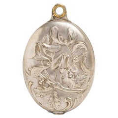 Colgante Art Nouveau Francés Muérdago Espejo Plateado