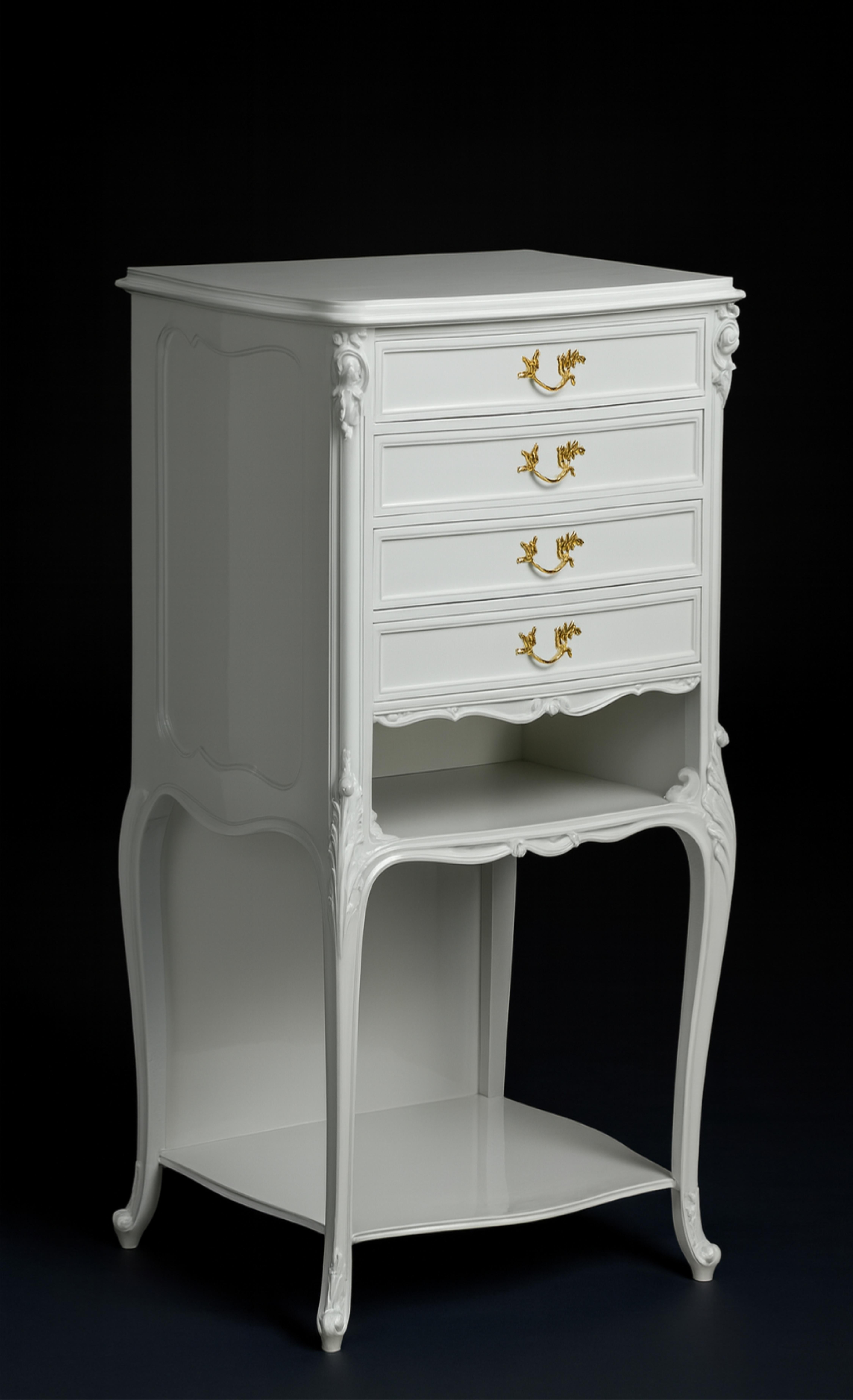 Art Nouveau French Off White Chest of Drawers, 1900s Nogal en venta