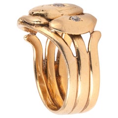 Art Nouveau French Old Cut Diamond Snake Ring, 1900’s