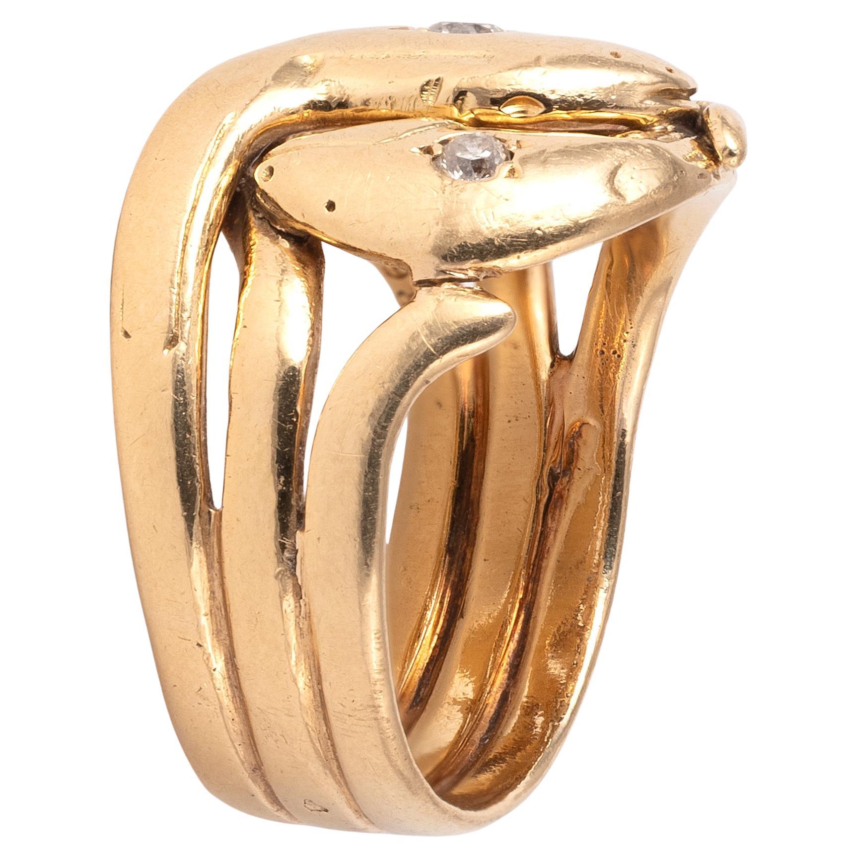 Art nouveau Bague serpent à diamant de style Art Nouveau français, 1900 en vente