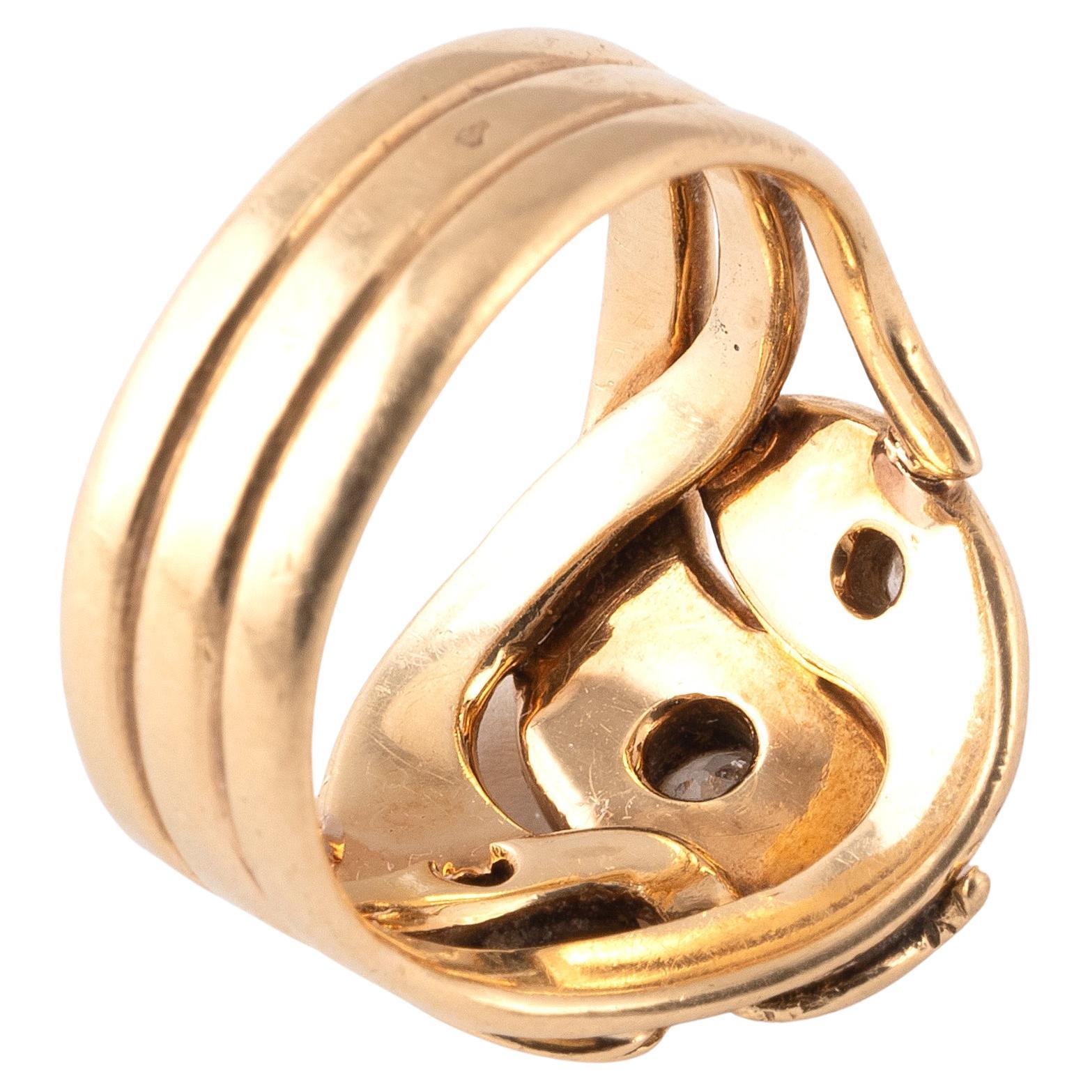 Bague serpent à diamant de style Art Nouveau français, 1900 Bon état - En vente à Firenze, IT