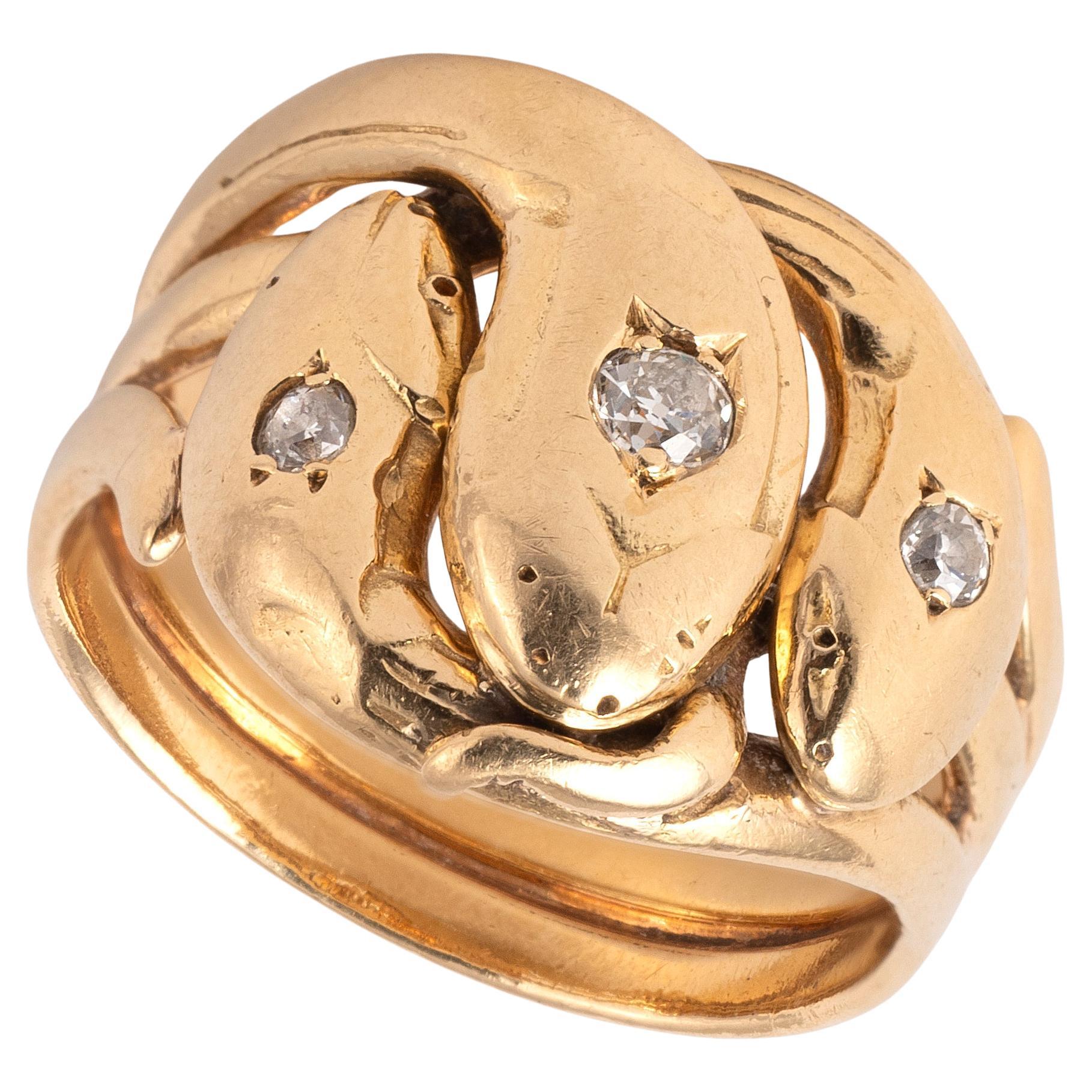 Bague serpent à diamant de style Art Nouveau français, 1900