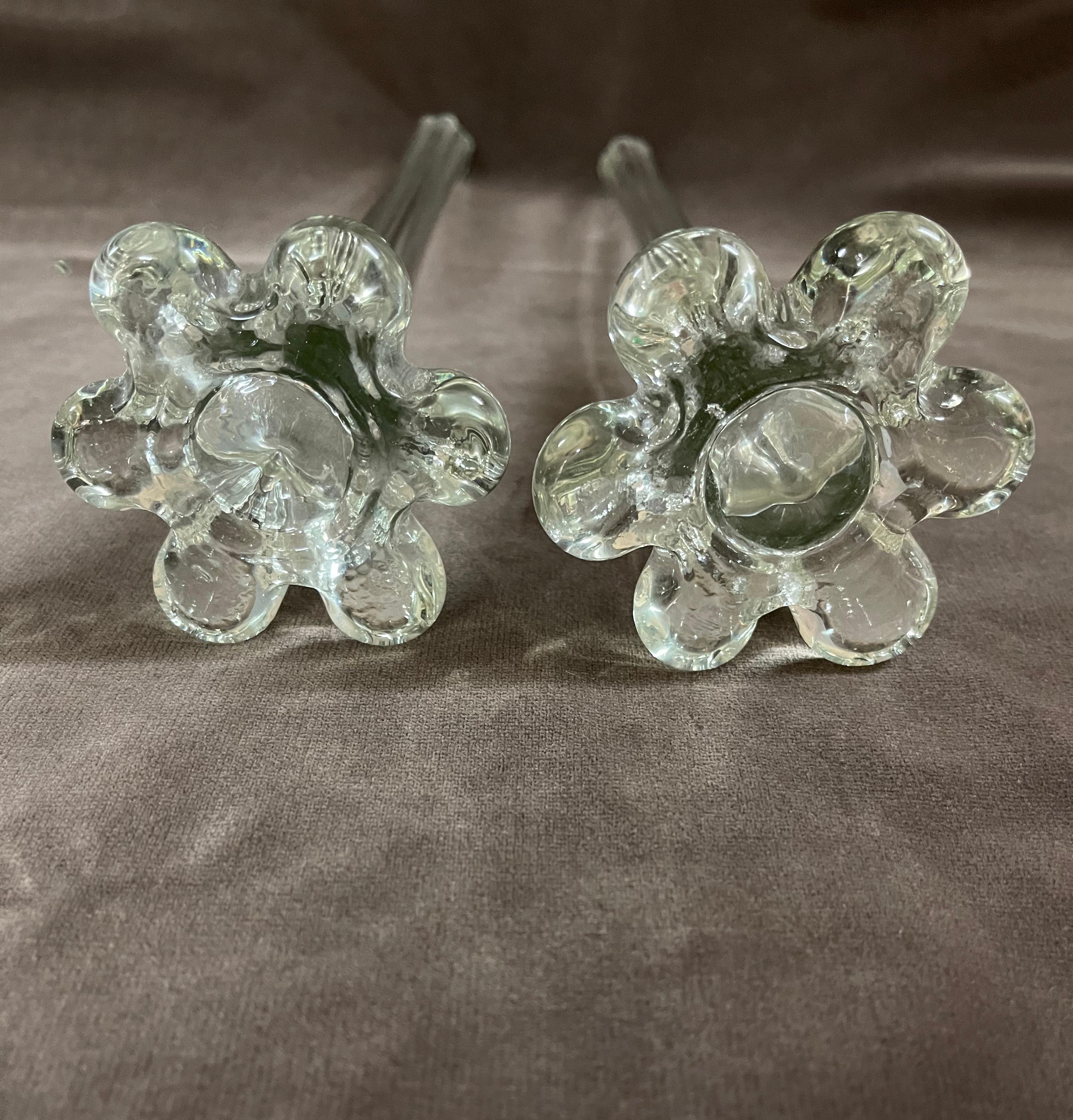 Art Nouveau Französisch Paar Gladiolen geriffelte Glasvasen (Art nouveau) im Angebot