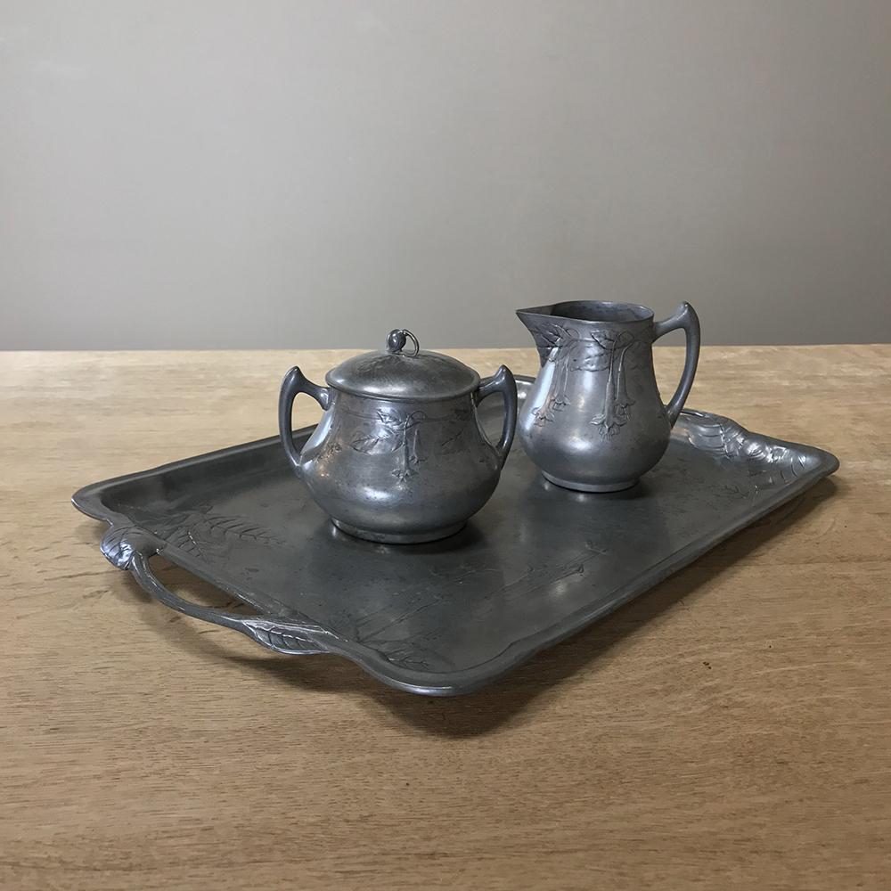 20th Century Art Nouveau French Pewter Coffee Service Set