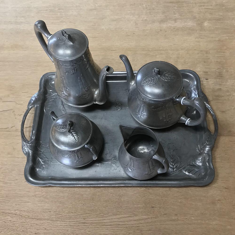 Art Nouveau French Pewter Coffee Service Set 1